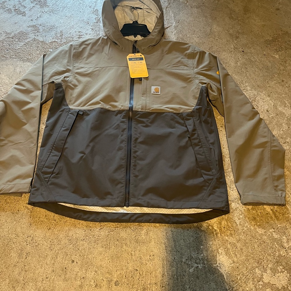 Carhartt Men's Hooded Windbreaker in Brown and Tan